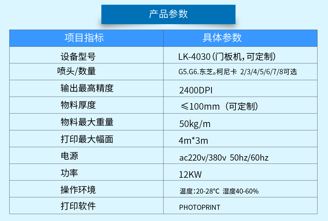 木板打印机参数